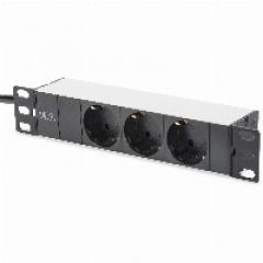 NWSZ Steckdosenleiste Aluminium NWSZ Steckdosenleiste 1HE Digitus , Schrankmontage Nennleistung: 4000W, 250VAC 50/60Hz, 3x Schutzkontakt