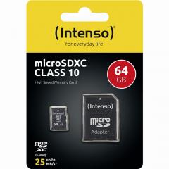 64GB Intenso MicroSDXC 20MB/s +Adapter