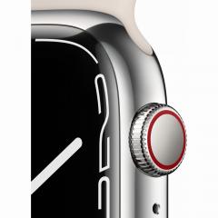 Apple Watch Series 7 Edelstahl 45mm Cellular Silber (Sportarmband sternenlicht) *NEW*