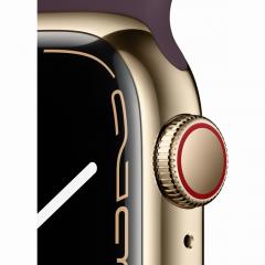 Apple Watch Series 7 Edelstahl 41mm Cellular Gold (Sportarmband dunkelkirsch) *NEW*