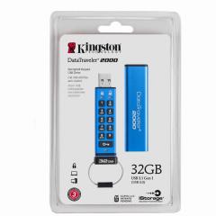 STICK 32GB USB 3.1 Kingston DataTraveler 2000 verschlüsselt Blue