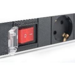 NWSZ Steckdosenleiste Aluminium PDU 1U Digitus Nennleistung: 4000W, 250VAC 50/60Hz, 7x Schutzkontakt, Schalter