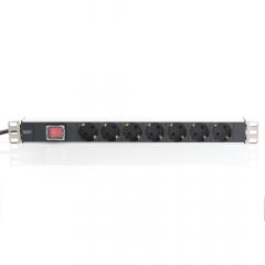 NWSZ Steckdosenleiste Aluminium PDU 1U Digitus Nennleistung: 4000W, 250VAC 50/60Hz, 7x Schutzkontakt, Schalter