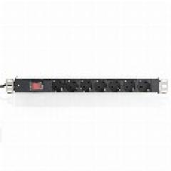 NWSZ Steckdosenleiste Aluminium PDU 1U Digitus Nennleistung: 4000W, 250VAC 50/60Hz, 7x Schutzkontakt, Schalter