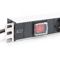 NWSZ Steckdosenleiste Aluminium PDU 1U Digitus Nennleistung: 4000W, 250VAC 50/60Hz, 7x Schutzkontakt, Schalter