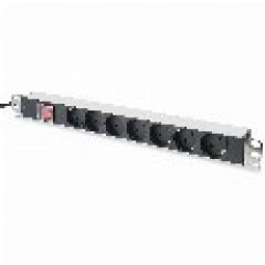 NWSZ Steckdosenleiste Aluminium PDU 1U Digitus Nennleistung: 4000W, 250VAC 50/60Hz, 7x Schutzkontakt, Schalter