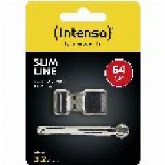 STICK 64GB USB 3.0 Intenso Slim Line Black