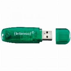 STICK 8GB USB 2.0 Intenso Rainbow Line Transparent Green