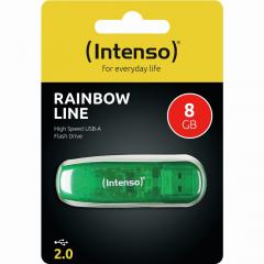STICK 8GB USB 2.0 Intenso Rainbow Line Transparent Green