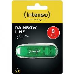 STICK 8GB USB 2.0 Intenso Rainbow Line Transparent Green