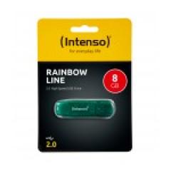 STICK 8GB USB 2.0 Intenso Rainbow Line Transparent Green