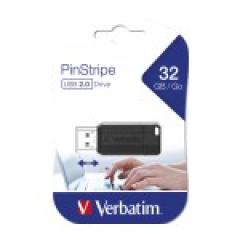 STICK 32GB USB 2.0 Verbatim StorenGo PinStripe Black