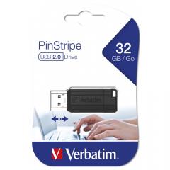 STICK 32GB USB 2.0 Verbatim StorenGo PinStripe Black