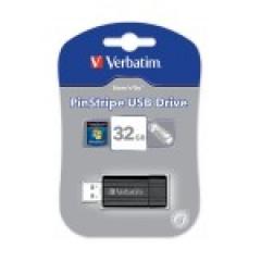 STICK 32GB USB 2.0 Verbatim StorenGo PinStripe Black