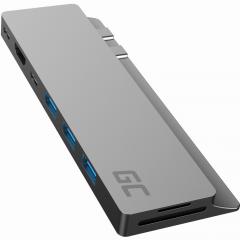 Green Cell Dockingstation Macbook Air/Pro 2016-2020 USB-C 3xUSB3.0 HDMI 4K Thunderbolt 3 5K SD Micro SD 8 Ports Silver