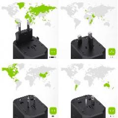 Steckdosen Universaladapter Green Cell TripCharge AC100-240 maximal 880-1840W 110-240V Black