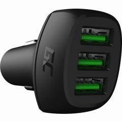 Auto Ladegerät Green Cell PowerRide 3xUSB Ultra Charge 12/24V 54W Black
