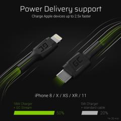 KAB USB-C > Lightning (ST-ST) 1m Green Cell Black