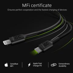 KAB USB-C > Lightning (ST-ST) 1m Green Cell Black