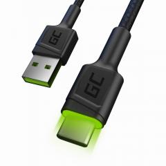 KAB USB > USB-C (ST - ST) 2m Green Cell Backlight Green LED Black