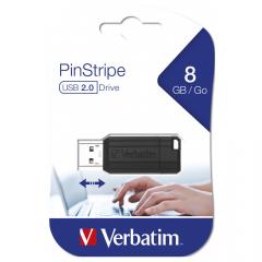 STICK 8GB USB 2.0 Verbatim StorenGo PinStripe Black