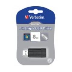 STICK 8GB USB 2.0 Verbatim StorenGo PinStripe Black