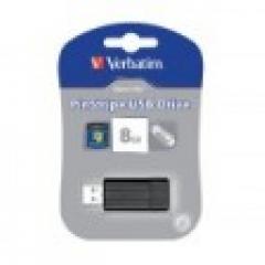 STICK 8GB USB 2.0 Verbatim StorenGo PinStripe Black
