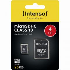 4GB Intenso MicroSDHC 20MB/s +Adapter