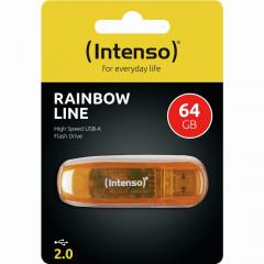 STICK 64GB USB 2.0 Intenso Rainbow Line Transparent Orange