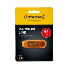 STICK 64GB USB 2.0 Intenso Rainbow Line Transparent Orange