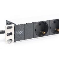 NWSZ Steckdosenleiste Aluminium PDU 1U Digitus Nennleistung: 4000W, 250VAC 50/60Hz, 8x Schutzkontakt