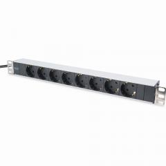 NWSZ Steckdosenleiste Aluminium PDU 1U Digitus Nennleistung: 4000W, 250VAC 50/60Hz, 8x Schutzkontakt