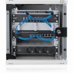 NWS Wandschrank 10 6HE 254mm Digitus Farbe Grau (RAL 7035) Glastür