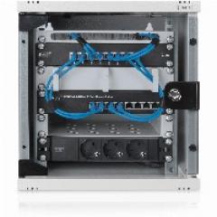 NWS Wandschrank 10 6HE 254mm Digitus Farbe Grau (RAL 7035) Glastür