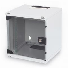 NWS Wandschrank 10 6HE 254mm Digitus Farbe Grau (RAL 7035) Glastür