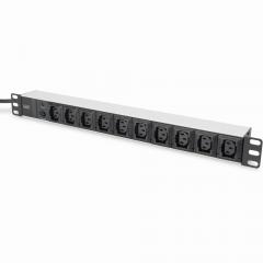 NWSZ Steckdosenleiste Aluminium PDU 1U Digitus 10A, 2500W, 250VAC 50/60Hz, 10x IEC C13, Überlastschutz