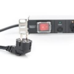 NWSZ Steckdosenleiste Aluminium PDU 1U Digitus 16A, 4000W, 250VAC 50/60Hz, 7x Schutzkontakt, Überlastschutz