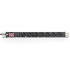 NWSZ Steckdosenleiste Aluminium PDU 1U Digitus 16A, 4000W, 250VAC 50/60Hz, 7x Schutzkontakt, Überlastschutz
