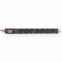 NWSZ Steckdosenleiste Aluminium PDU 1U Digitus 16A, 4000W, 250VAC 50/60Hz, 7x Schutzkontakt, Überlastschutz