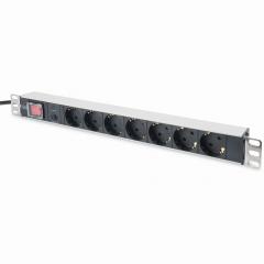 NWSZ Steckdosenleiste Aluminium PDU 1U Digitus 16A, 4000W, 250VAC 50/60Hz, 7x Schutzkontakt, Überlastschutz