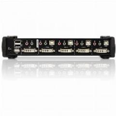 KVM Desktop Switch 4-Port USB DVI KVM Switch with Audio & USB 2.0 Hub (KVM Cables included) ATEN