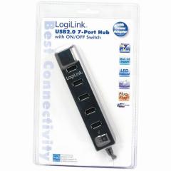 HUB 7Port LogiLink aktiv mit Netzteil+Schalter Black