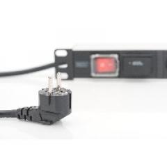 NWSZ Steckdosenleiste Aluminium PDU 1U Digitus 16A Plug, 250VAC 50/60Hz, 7-fach, mit Schalter, Überspannungsschutz