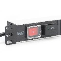 NWSZ Steckdosenleiste Aluminium PDU 1U Digitus 16A Plug, 250VAC 50/60Hz, 7-fach, mit Schalter, Überspannungsschutz