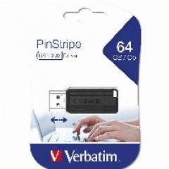STICK 64GB USB 2.0 Verbatim StorenGo PinStripe Black