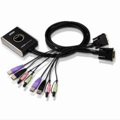 KVM Cable Switch 2-Port USB DVI KVM Switch with Audio ATEN