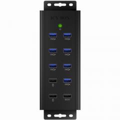 HUB 7Port ICY BOX 7xUSB3.0 SuperSpeed 1xQuick Charge wandmontierbar aktiv mit Netzteil Black
