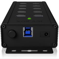 HUB 7Port ICY BOX 7xUSB3.0 SuperSpeed 1xQuick Charge wandmontierbar aktiv mit Netzteil Black
