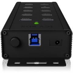 HUB 7Port ICY BOX 7xUSB3.0 SuperSpeed 1xQuick Charge wandmontierbar aktiv mit Netzteil Black