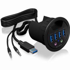 Tisch-Hub 4x USB 3.0 Type-A mit Audio Ein-/Ausgang ICY BOX
